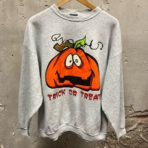 TSI Vintage 90s Trick or Treat Halloween Jack O Lantern Graphic Crewneck Unisex
